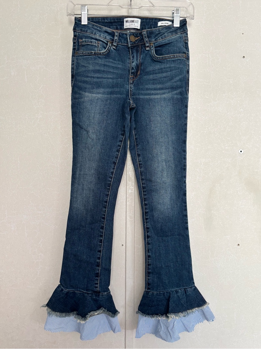 William Rast | Dark Blue Flare Jeans with Ruffled Hem | Size 25